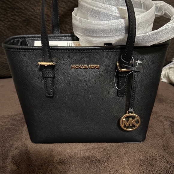 Michael Kors Jet Set Travel Extra-Small Saffiano Leather Top-Zip Tote Bag New - Picture 6 of 7